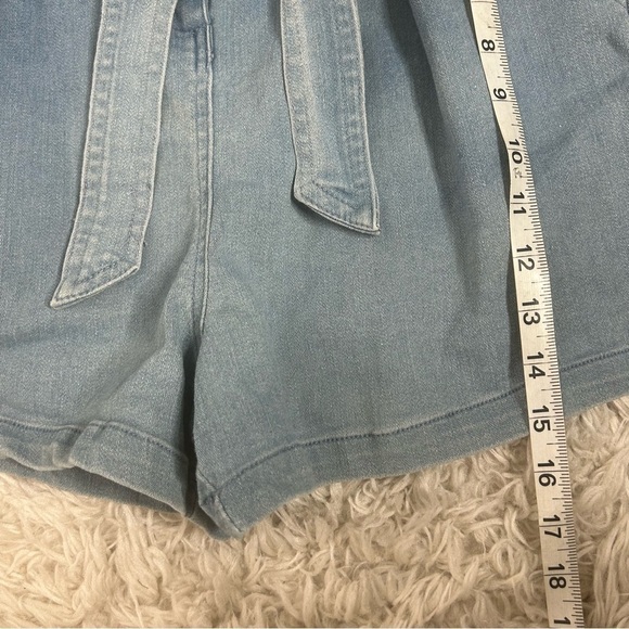 Mele & Pere Paper Bag Waist Tie Denim Shorts - Picture 12 of 14